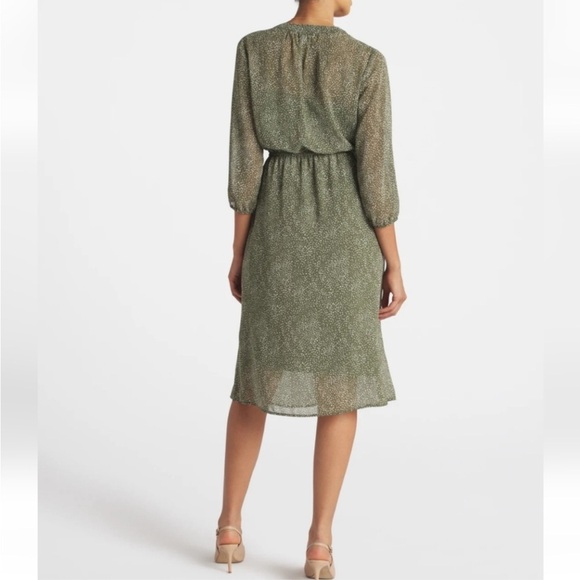 41 Hawthorn 3/4 Sleeve Chiffon Shirt Dress sheer no slip medium dots - Picture 2 of 8